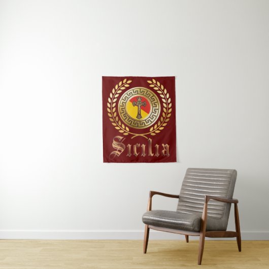 Sizilien Flag und Crucifix Tapestry Wandteppich (Beispiel)