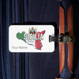 Sizilien Flagge Italien Retro-Karte Vintage-Souven Gepäckanhänger