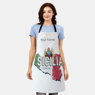 Sizilien Flagge Italien Retro-Karte Vintage-Souven Schürze