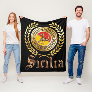 Sizilien Flagge und Emblem Geschenk-Decke Fleecedecke