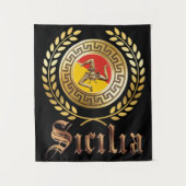 Sizilien-Flagge und Emblem-Tapestry Wandteppich (Vorderseite)