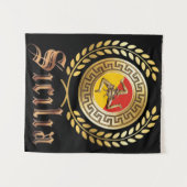 Sizilien-Flagge und Emblem-Tapestry Wandteppich (Vorderseite (Horizontal))