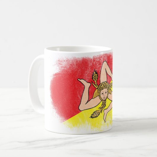 Sizilien-Flaggen-Andenken - beunruhigter Kaffeetasse (Vorderseite Links)
