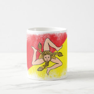 Sizilien-Flaggen-Andenken - beunruhigter Kaffeetasse