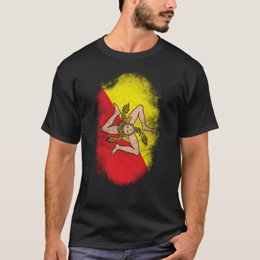 Sizilien-Flaggen-Andenken - beunruhigter T-Shirt (Vorderseite)