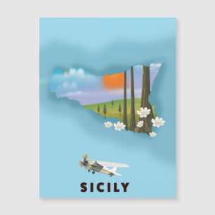Sizilien Illustrierte Landkarte Reiseposter Magnetkarte
