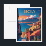 Sizilien - Italien Art Vintage Postkarte<br><div class="desc">Sizilien Art Vintage - Illustration</div>