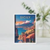 Sizilien - Italien Art Vintage Postkarte (Stehend Vorderseite)