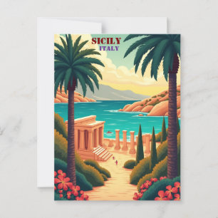 Sizilien, Italien - Blick auf die Küsten, Kultur Postkarte