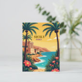 Sizilien, Italien - Blick auf die Küsten, Kultur Postkarte (Stehend Vorderseite)