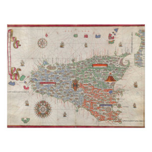 Sizilien Italien Manuscript Atlas Vintage Karte Poster