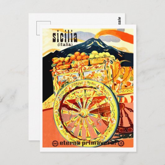 Sizilien, Italien, Obstgarten, Vintag Postkarte (Vorne/Hinten)