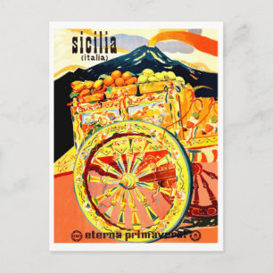 Sizilien, Italien, Obstgarten, Vintag Postkarte