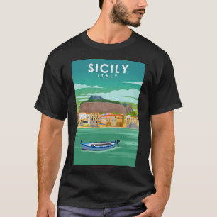 Sizilien Italien Palermo Vintage Minimal Reisepost T-Shirt