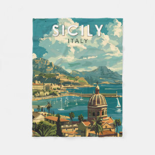 Sizilien Italien Reise Kunst Vintage Fleecedecke