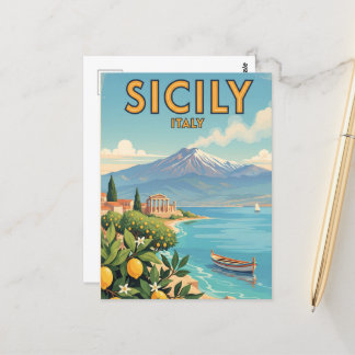 Sizilien Italien Reise Kunst Vintage Postkarte