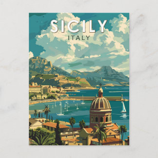 Sizilien Italien Reise Kunst Vintage Postkarte