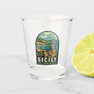 Sizilien Italien Reise Kunst Vintage Schnapsglas