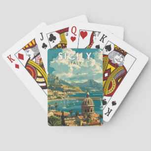 Sizilien Italien Reise Kunst Vintage Spielkarten