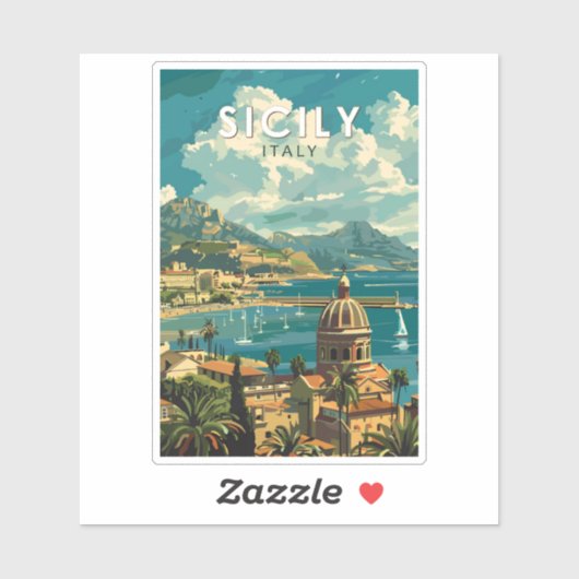 Sizilien Italien Reisen Kunst Vintag Aufkleber (Blatt)