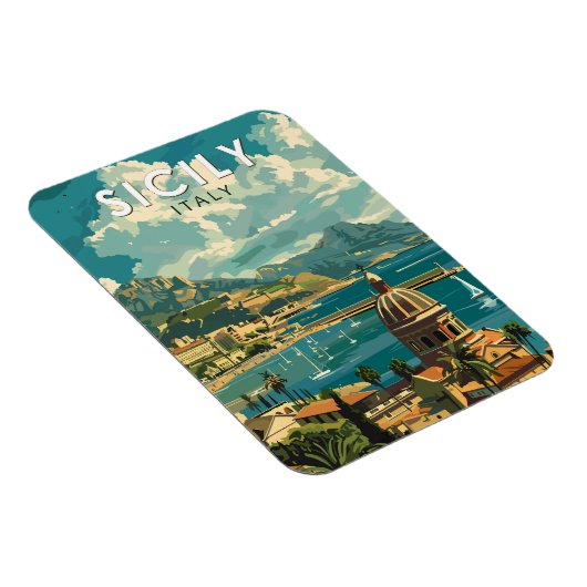 Sizilien Italien Reisen Kunst Vintag Magnet (Rechte Seite)