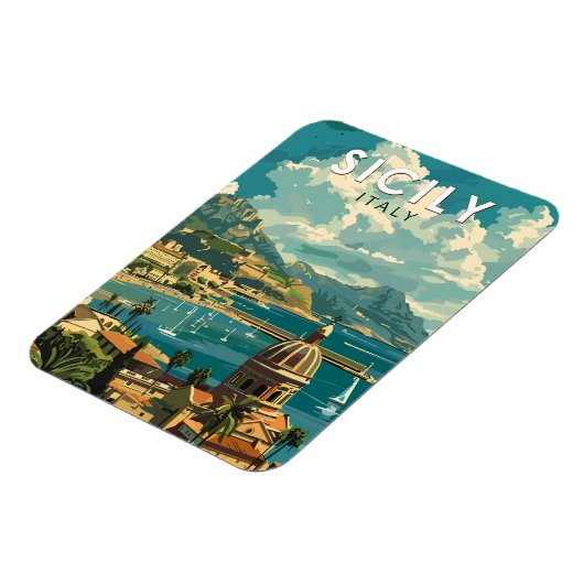 Sizilien Italien Reisen Kunst Vintag Magnet (Linke Seite)