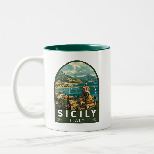 Sizilien Italien Reisen Kunst Vintag Zweifarbige Tasse (Links)