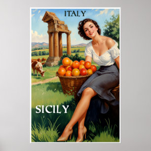 Sizilien, Italien Reiseplakat Poster