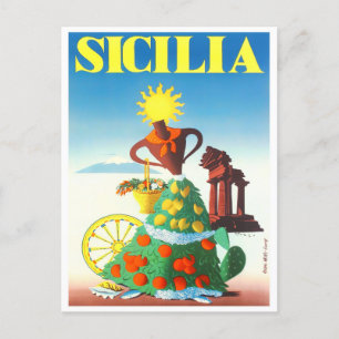 Sizilien Italien Vintage-Reise Postkarte