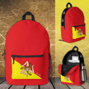 Sizilien, Rucksack, sizilianische Flagge, Triskeli Bedruckter Rucksack