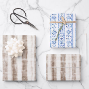 Sizilien Rustikal Braune Streifen Junggesellinnena Geschenkpapier Set