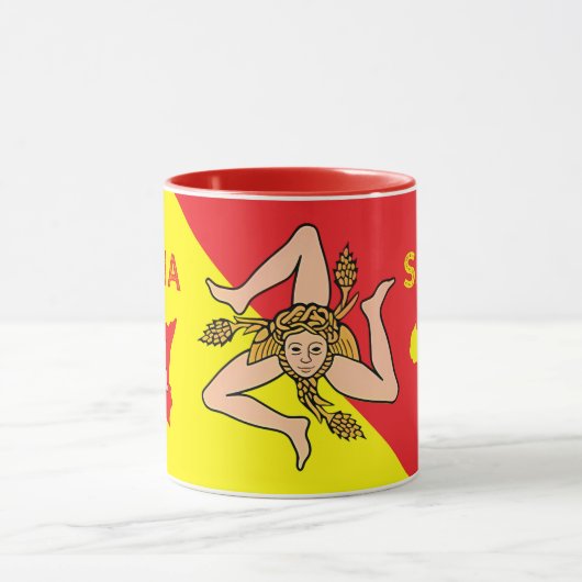 Sizilien sizilianische Flagge Sizilien Trinacria Tasse (Zentrum)