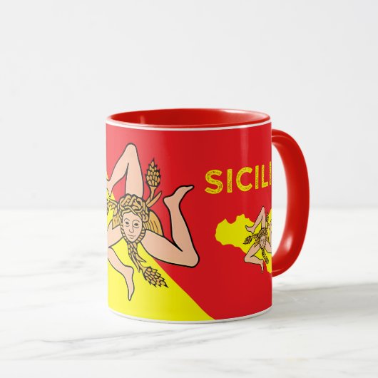 Sizilien sizilianische Flagge Sizilien Trinacria Tasse (VorderseiteRechts)