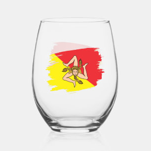 Sizilien, sizilianische Flagge Weinglas Ohne Stiel