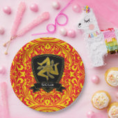 Sizilien Trinacria auf barocke Muster Pappteller (Party)