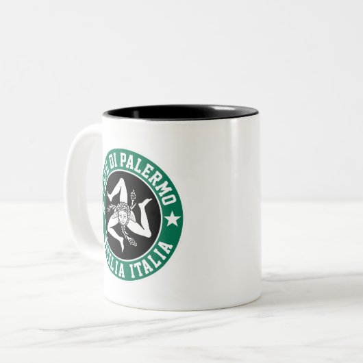 Sizilien Trinacria Ihr Text Zweifarbige Tasse (Vorderseite Links)
