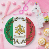 Sizilien-Trinacria Olive Wraath Flag Persönlich Pappteller (Party)