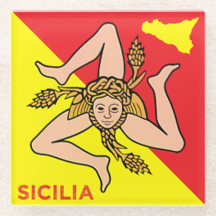 Sizilien Trinacria Sizilianische Flagge Design  Glasuntersetzer
