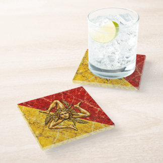 Sizilien Trinacria sizilianisches Flaggen-Design Glasuntersetzer