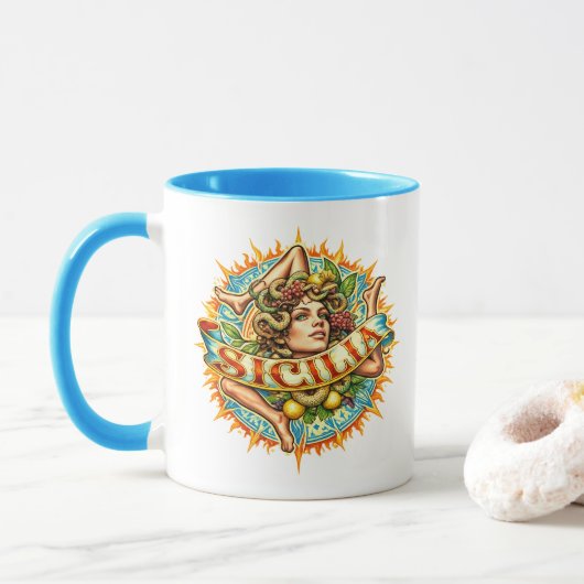 Sizilien Trinacria Sonne Tasse (Mit Donut)