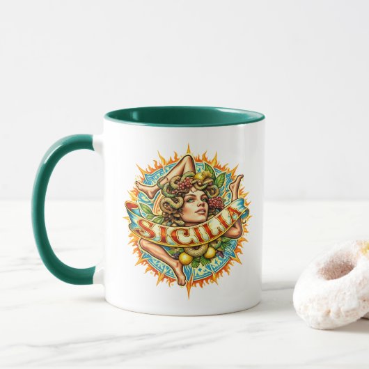Sizilien Trinacria Sonne Tasse (Mit Donut)