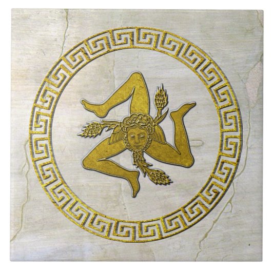 Sizilien Trinacria und Griechisch Key Fresco ausse Fliese (Vorderseite)