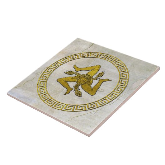 Sizilien Trinacria und Griechisch Key Fresco ausse Fliese (Seite)