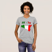 Sizilien und Karte im italienischen T - Shirt Flag (Vorne ganz)
