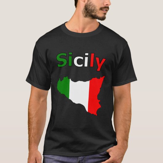 Sizilien und Karte in den Farben der italienischen T-Shirt (Vorderseite)