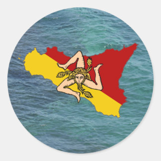Sizilien und Trinacria über Meer Runder Aufkleber