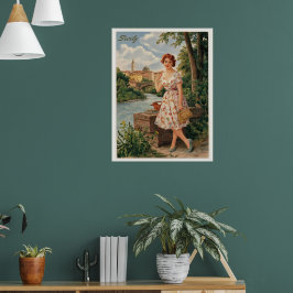 Sizilien Vintage italienische Dame im 50er Poster