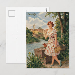 Sizilien Vintage italienische Dame im 50er Postkarte