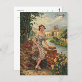 Sizilien Vintage italienische Dame im 50er Postkarte