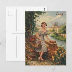 Sizilien Vintage italienische Dame im 50er Postkarte